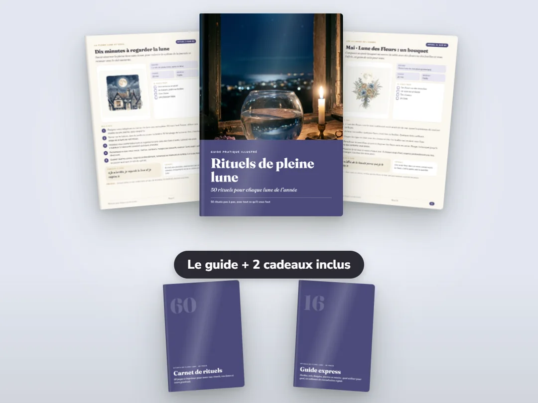 Rituels de pleine lune : le guide de 50 rituels et les 2 cadeaux